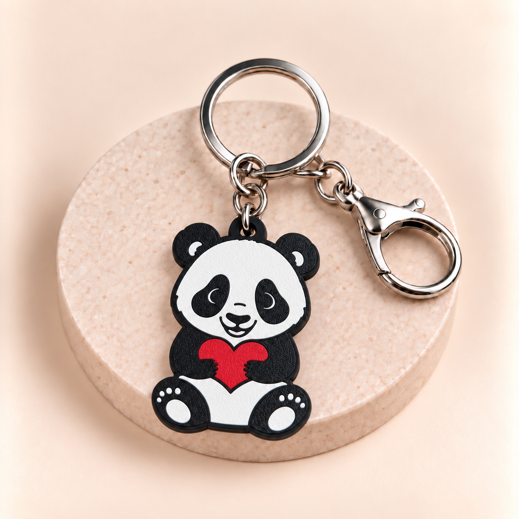 Cute Panda Heart Keychain Pack of 2 by Keepsa - photo 2