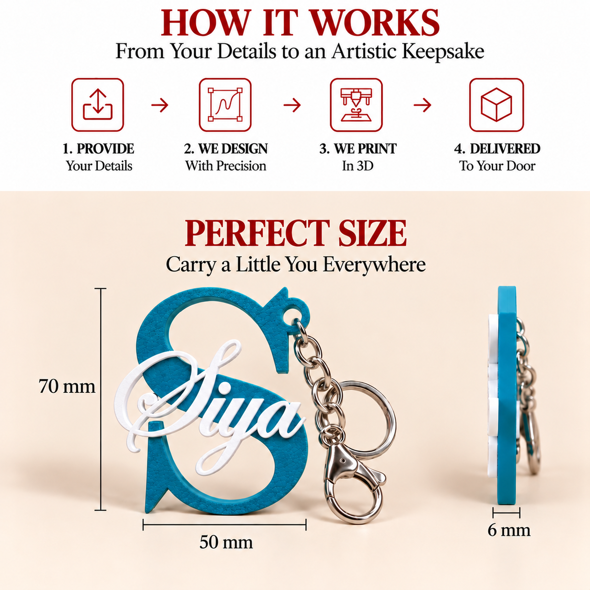Personalized Name and Initial Charm Keychain by Keepsa - photo 5