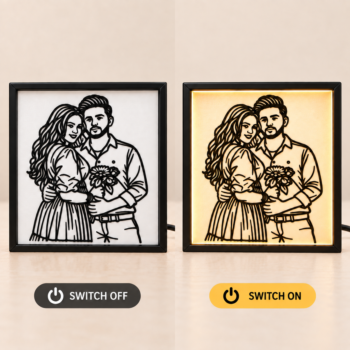 Personalized 3D Line Art LED Glow Frame by Keepsa - photo 1